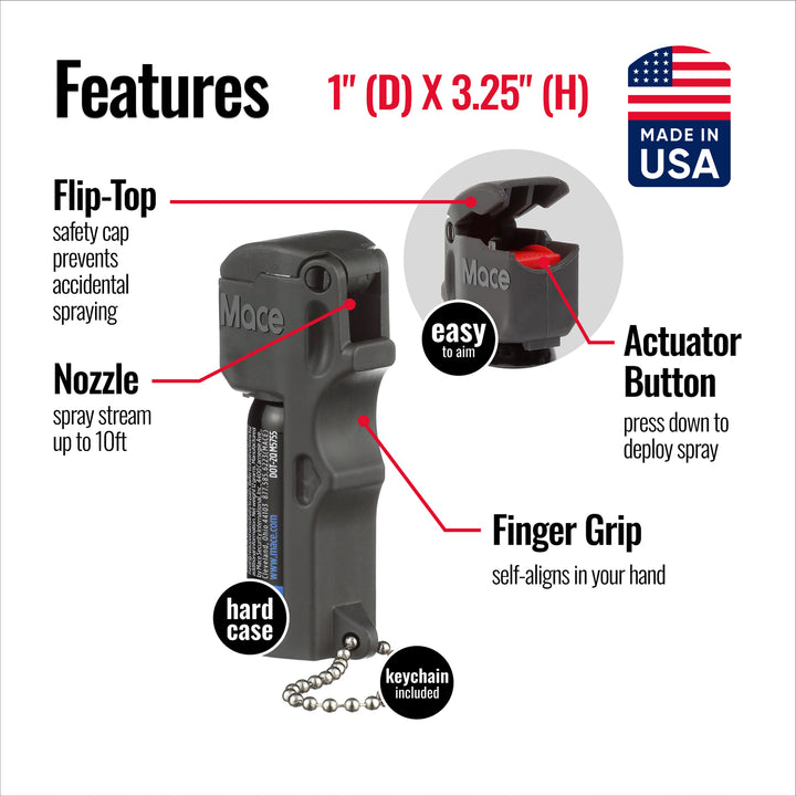 Mace 3-in-1 Flip Top Pocket Pepper Spray - Black