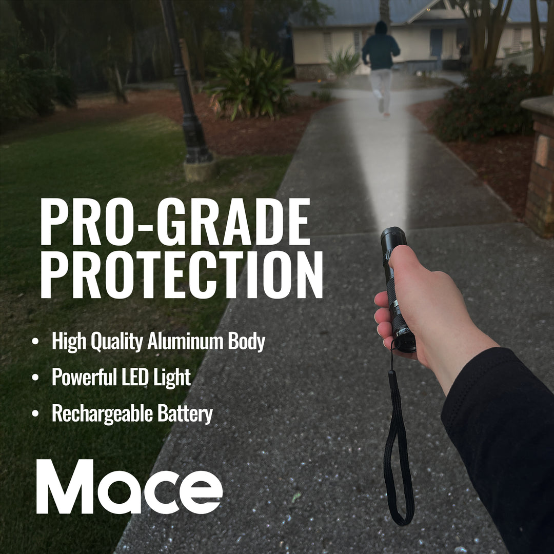 Mace Compact Stun Gun Bright LED Rechargeable Flashlight