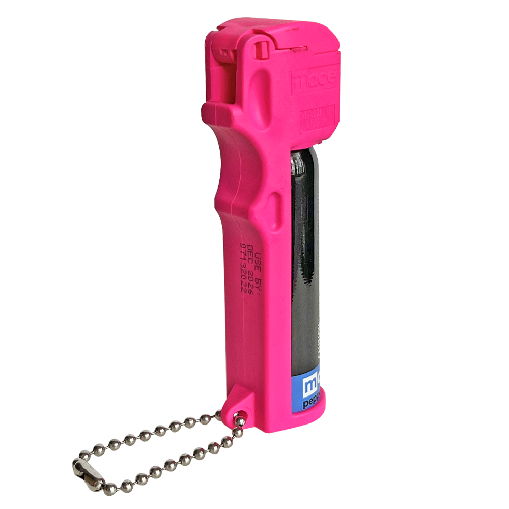 Tear Gas Enhanced Mace Pepper Spray, ideal self defense keychain for women, 12 ft range, Made in the USA - Available in Pink, Yellow, Blue, Orange and Green