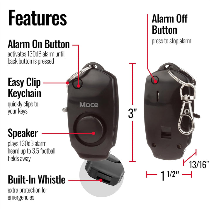 Mace Ergo Stun Gun, Alarm, & Hard Case Pepper Spray - Black