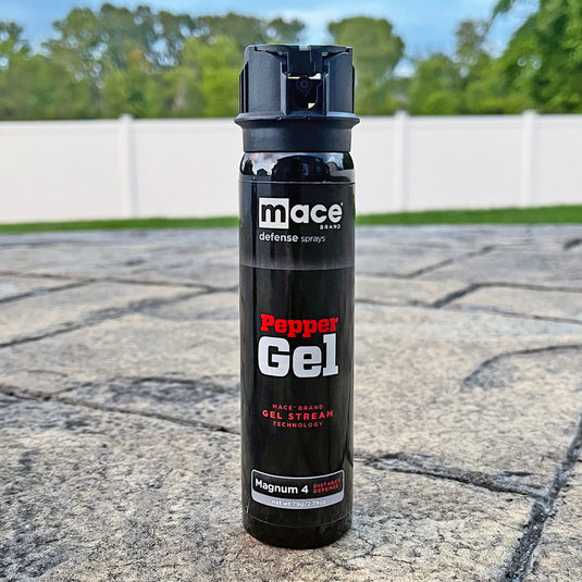 Non-lethal home defense Mace® Brand Pepper Spray Gel large size, 18 ft range, Made in the USA