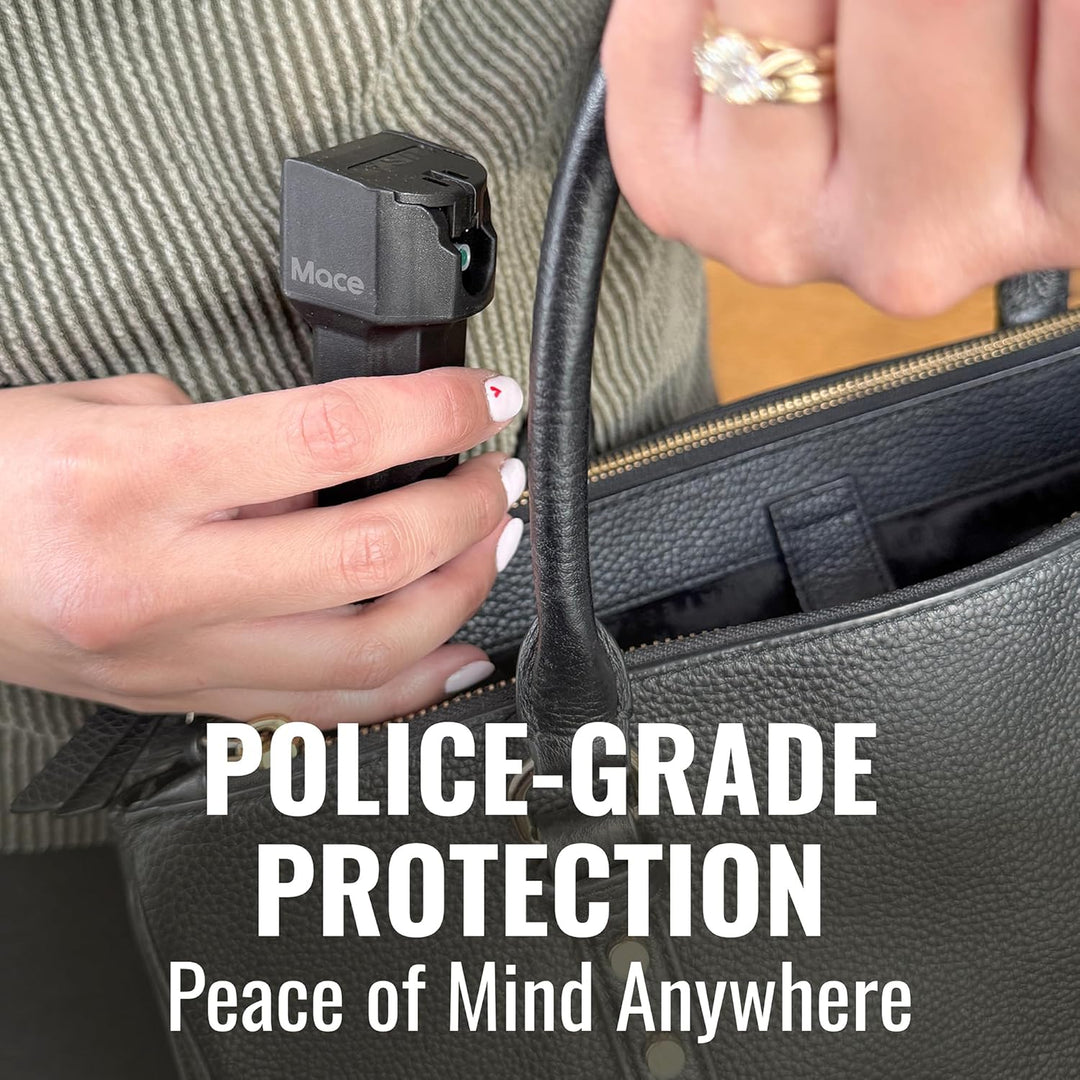 3-IN-1 Tear Gas Enhanced Mace Police Pepper Spray, ideal self defense  for women, 12 ft range, rugged police-ready housing with clip, Made in the USA