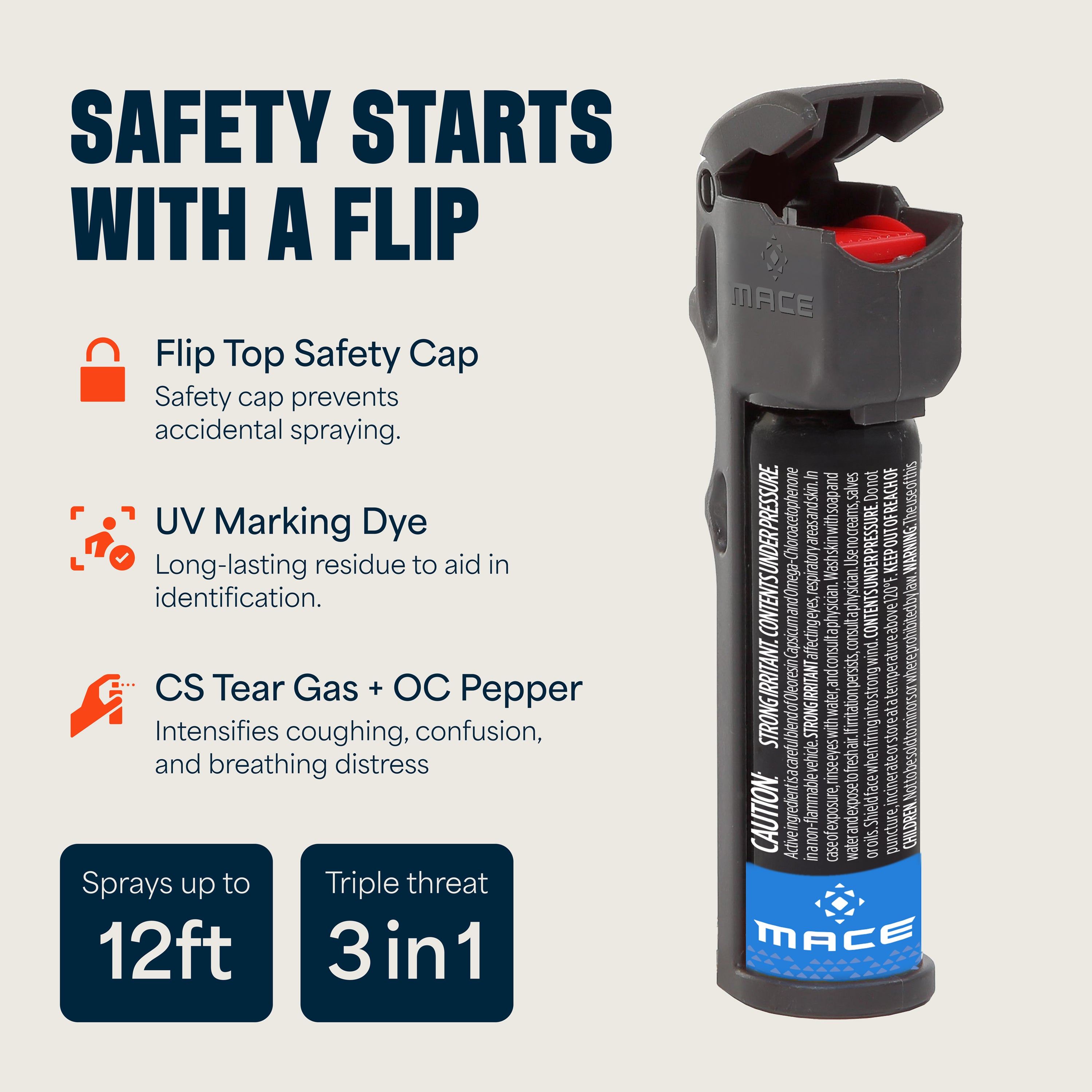 Triple Action Personal Pepper Spray | Mace® Brand