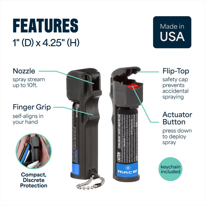 Mace 2 Pack 3-in-1 Flip Top Pepper Spray - Black