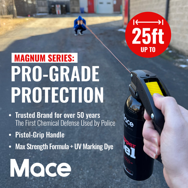 Non-lethal home and store defense,  Mace pepper spray gel extra large size,  20 ft range, Made in the USA