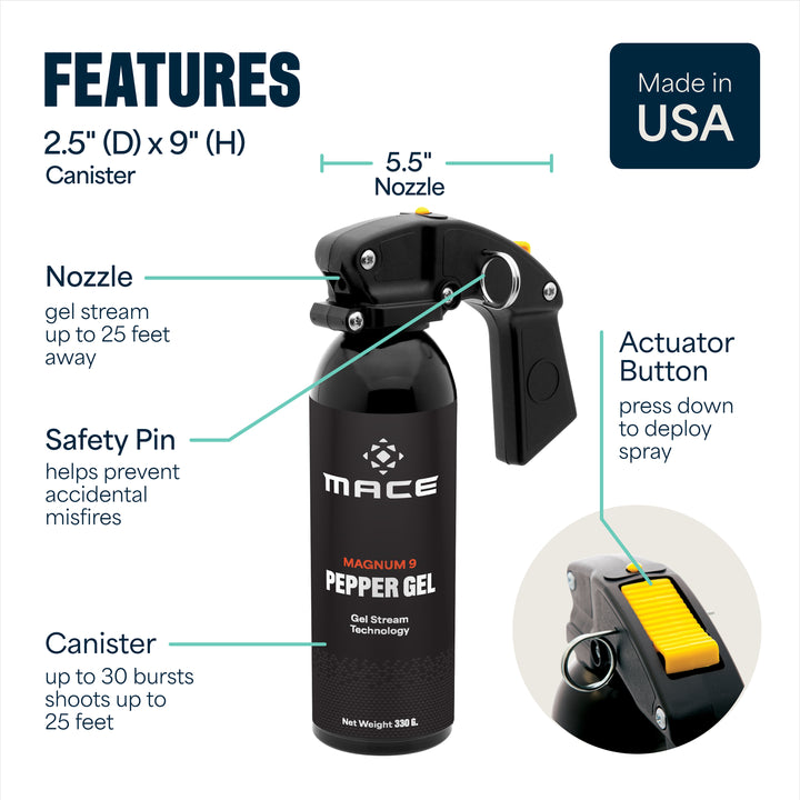 Mace Magnum 9 Trigger Handle Pepper Gel