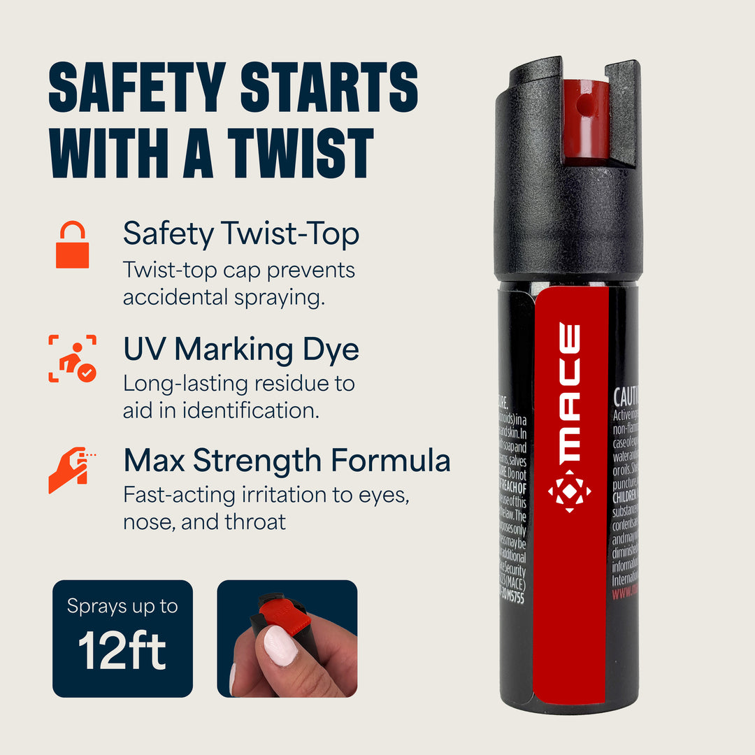 Mace Twist Lock Pepper Spray - Black/Red