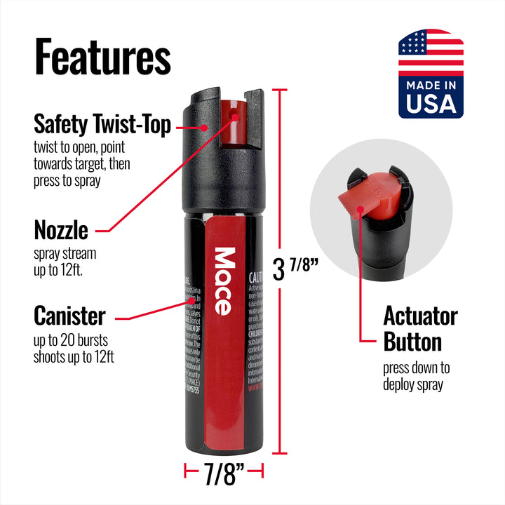 Mace Twist Lock Pepper Spray - Black/Red