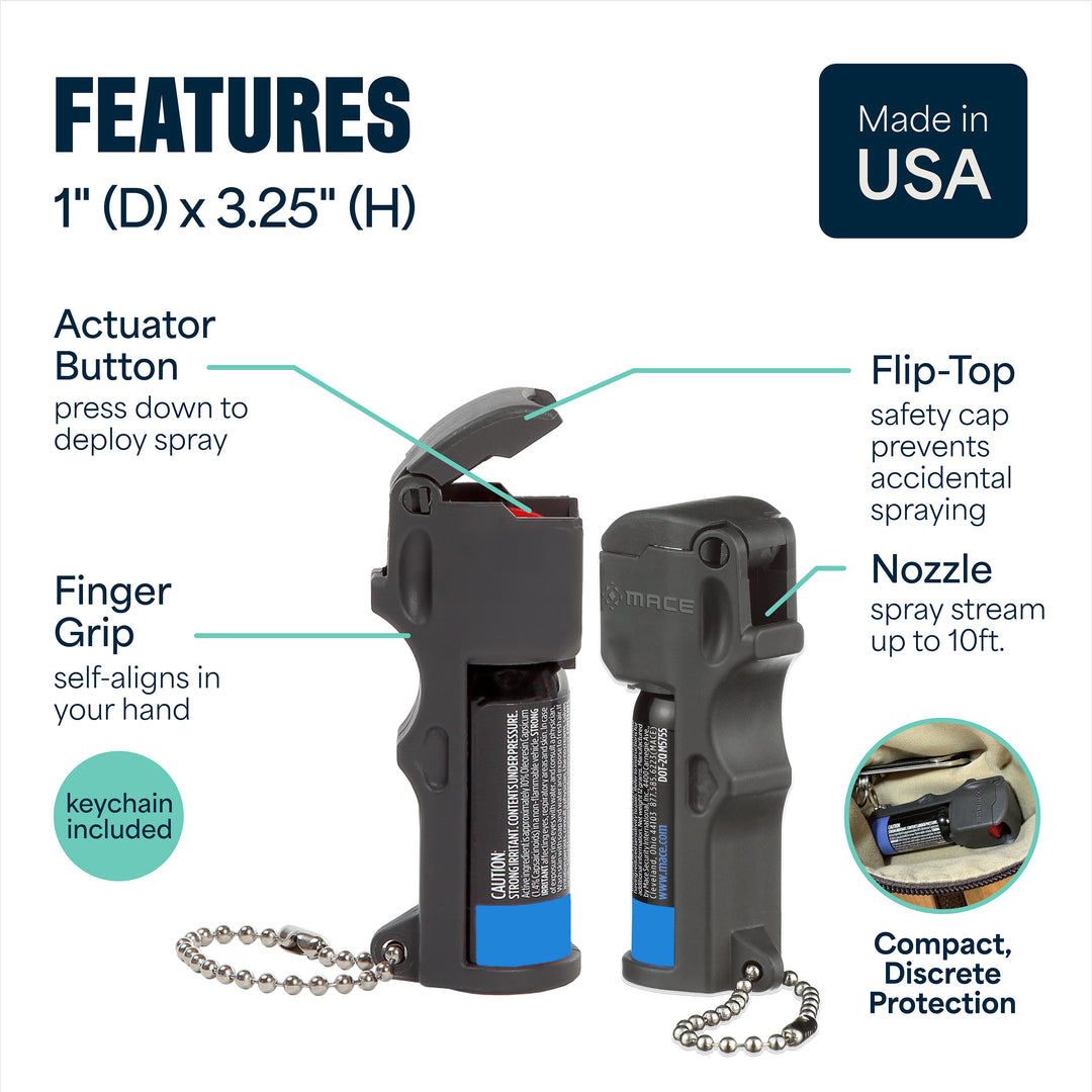 Mace 3-in-1 Flip Top Pocket Pepper Spray - Black
