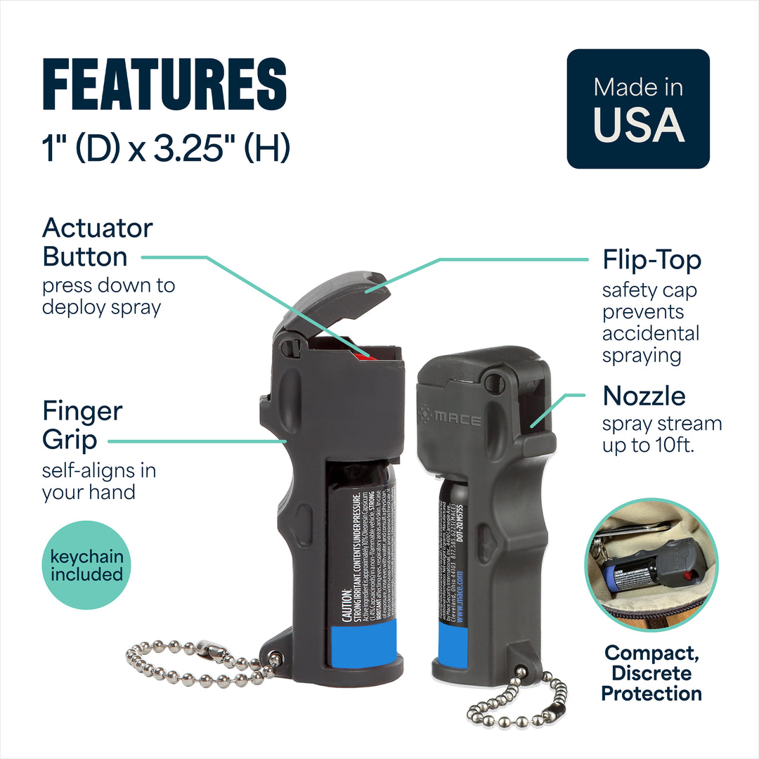 Mace 3-in-1 Flip Top Pocket Pepper Spray - Black