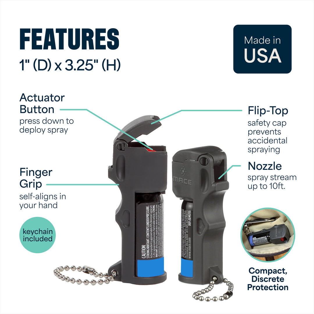 Mace 3-in-1 Flip Top Pocket Pepper Spray - Black