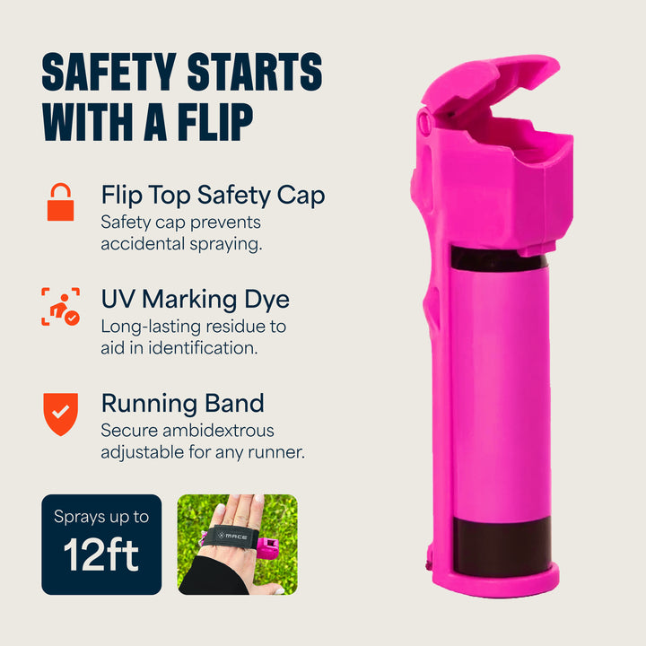 Mace Flip Top with Sport Band Pepper Spray - Pink