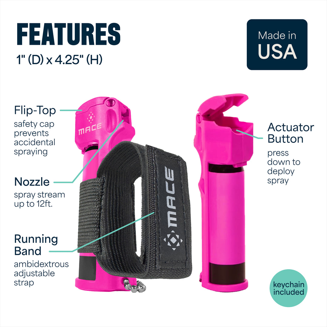 Mace Flip Top with Sport Band Pepper Spray - Pink