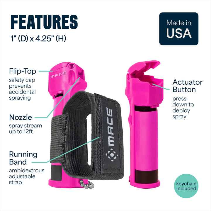 Mace Flip Top with Sport Band Pepper Spray - Pink