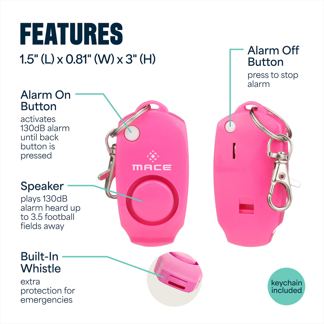 Mace Personal Safety Alarm with Keychain - Pink