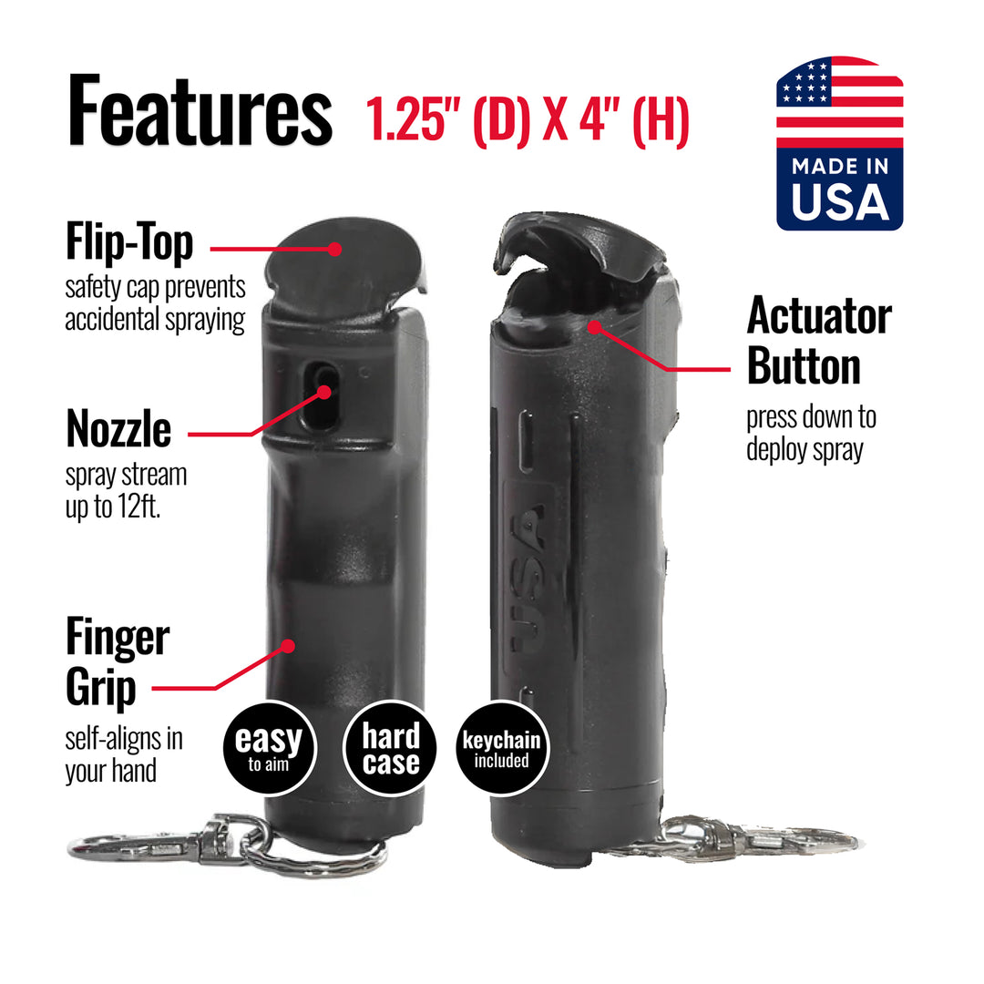 Mace Flip Top Compact Hard Case Pepper Spray - Black