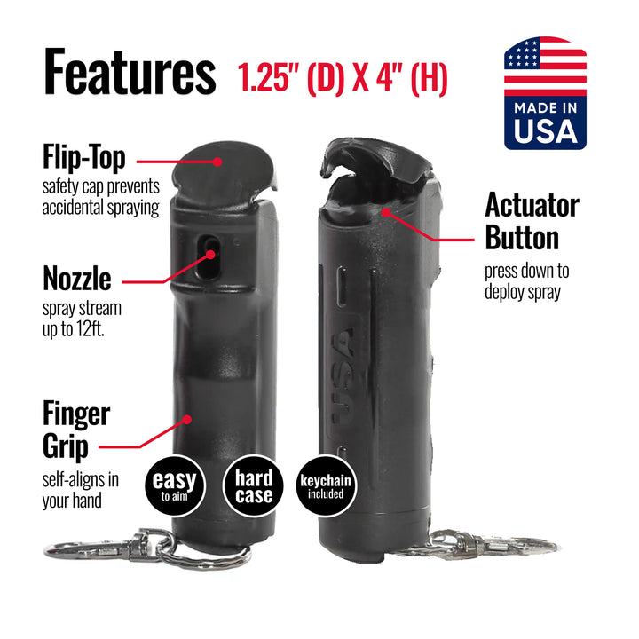 Mace Flip Top Compact Hard Case Pepper Spray - Black