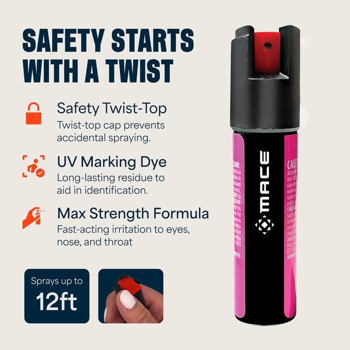 Mace 2 Pack Twist Lock Pepper Spray - Pink