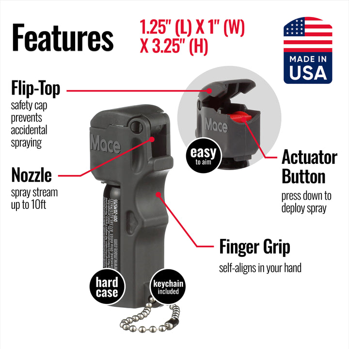 Mace Flip Top Pocket Pepper Spray - Black