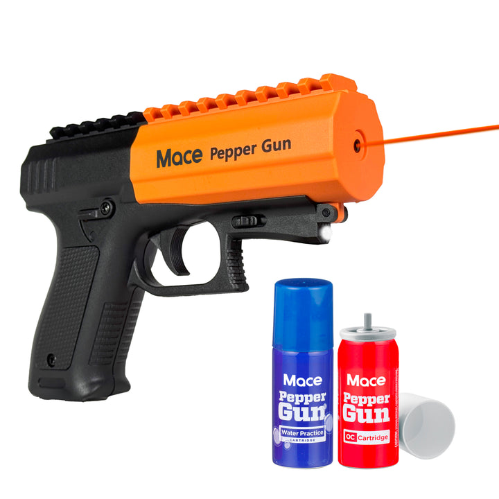 Mace Pepper Spray Gun, ideal home and vehicle defense, Black and orange