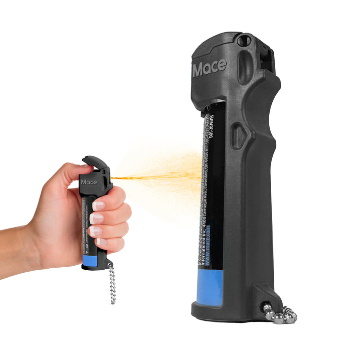 3-IN-1 Tear Gas Enhanced Mace Pepper Spray, ideal self defense keychain for women, 12 ft range, Made in the USA