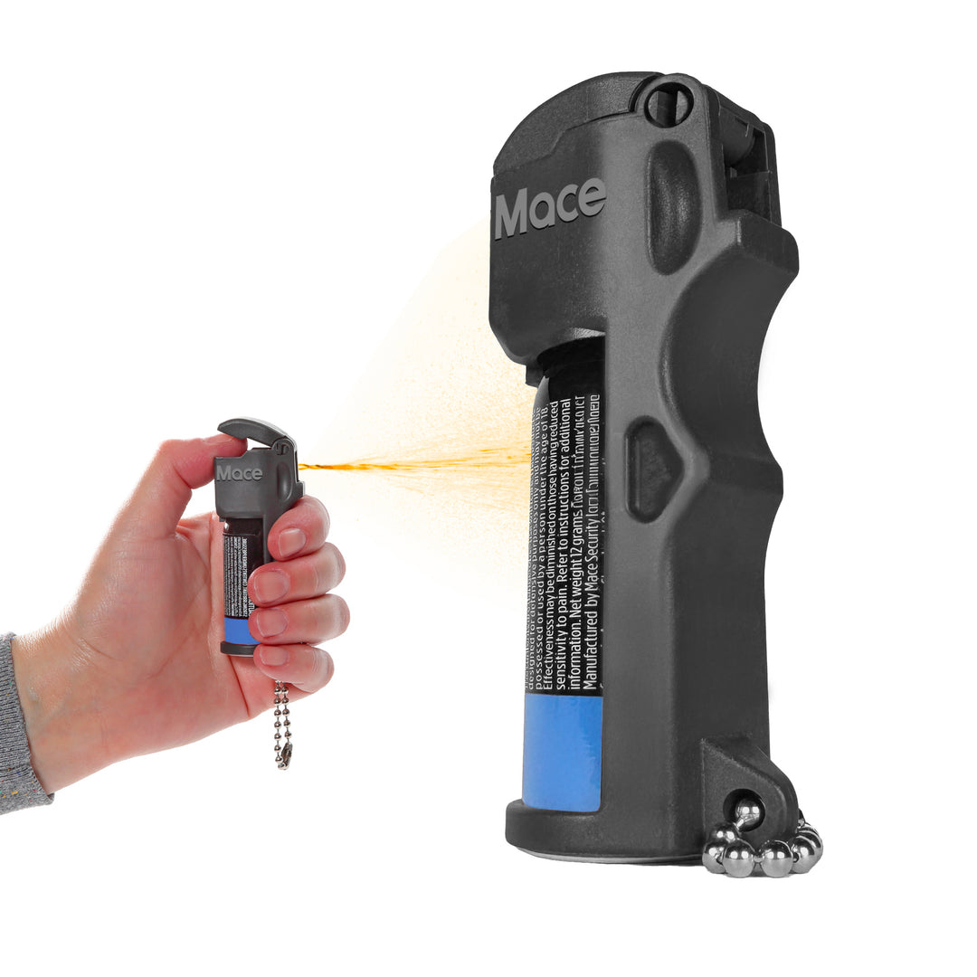 Tear Gas Enhanced Mace Pepper Spray, ideal self defense keychain for women, 10 ft range, Made in the USA