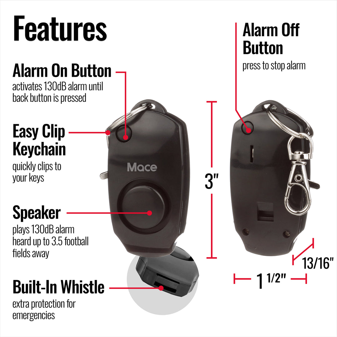 Mace Pepper Spray and Personal Alarm Combo Kit - Black