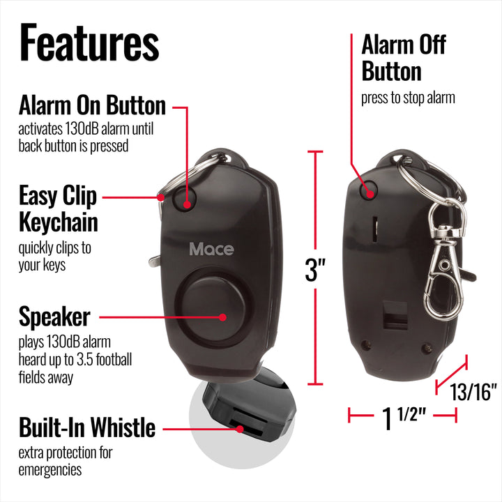 Mace Pepper Spray and Personal Alarm Combo Kit - Black