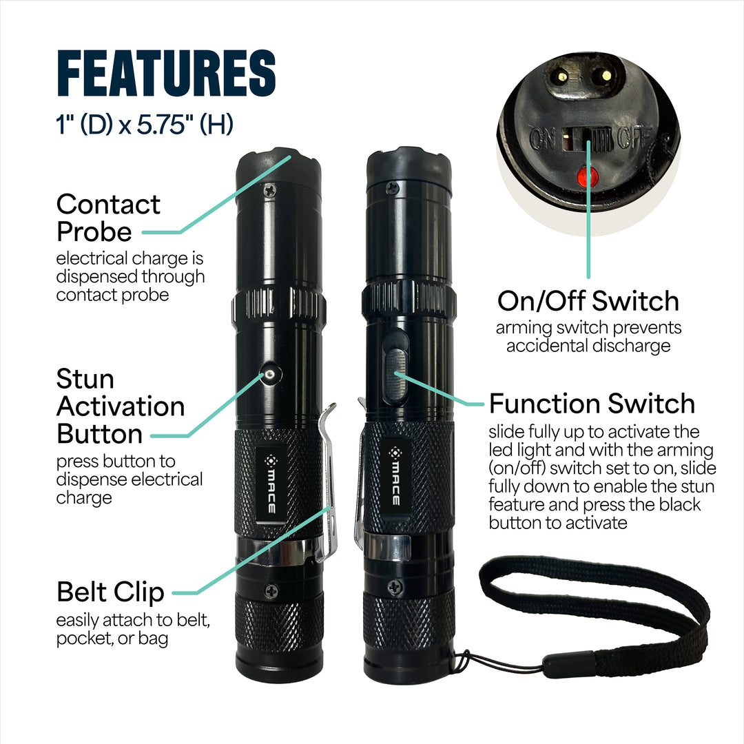 buy taser flashlight rechargeable Mace Compact Stun Gun Flashlight – Mace® Brand