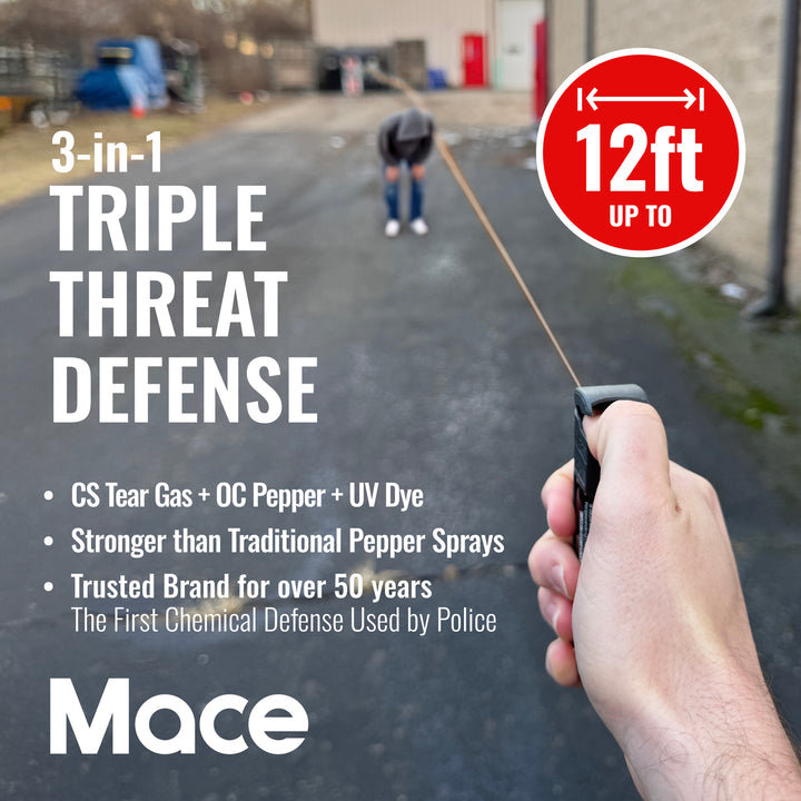 Tear Gas Enhanced Mace Pepper Spray, ideal self defense keychain for women, 12 ft range, Made in the USA(2 Pack)