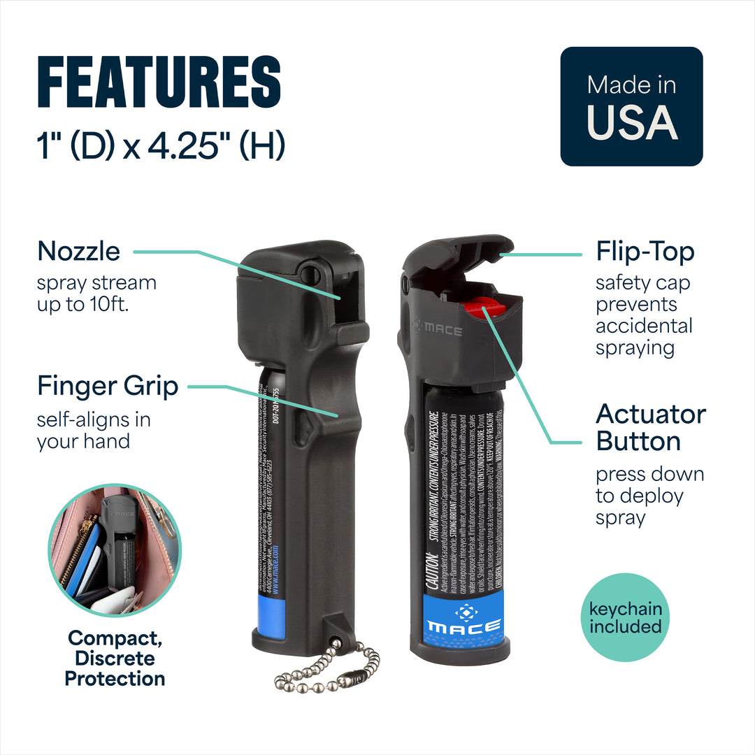 Mace 2 Pack 3-in-1 Flip Top Pepper Spray - Black