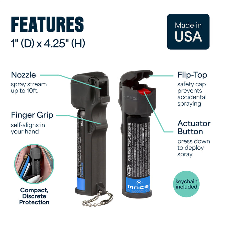 Mace 2 Pack 3-in-1 Flip Top Pepper Spray - Black