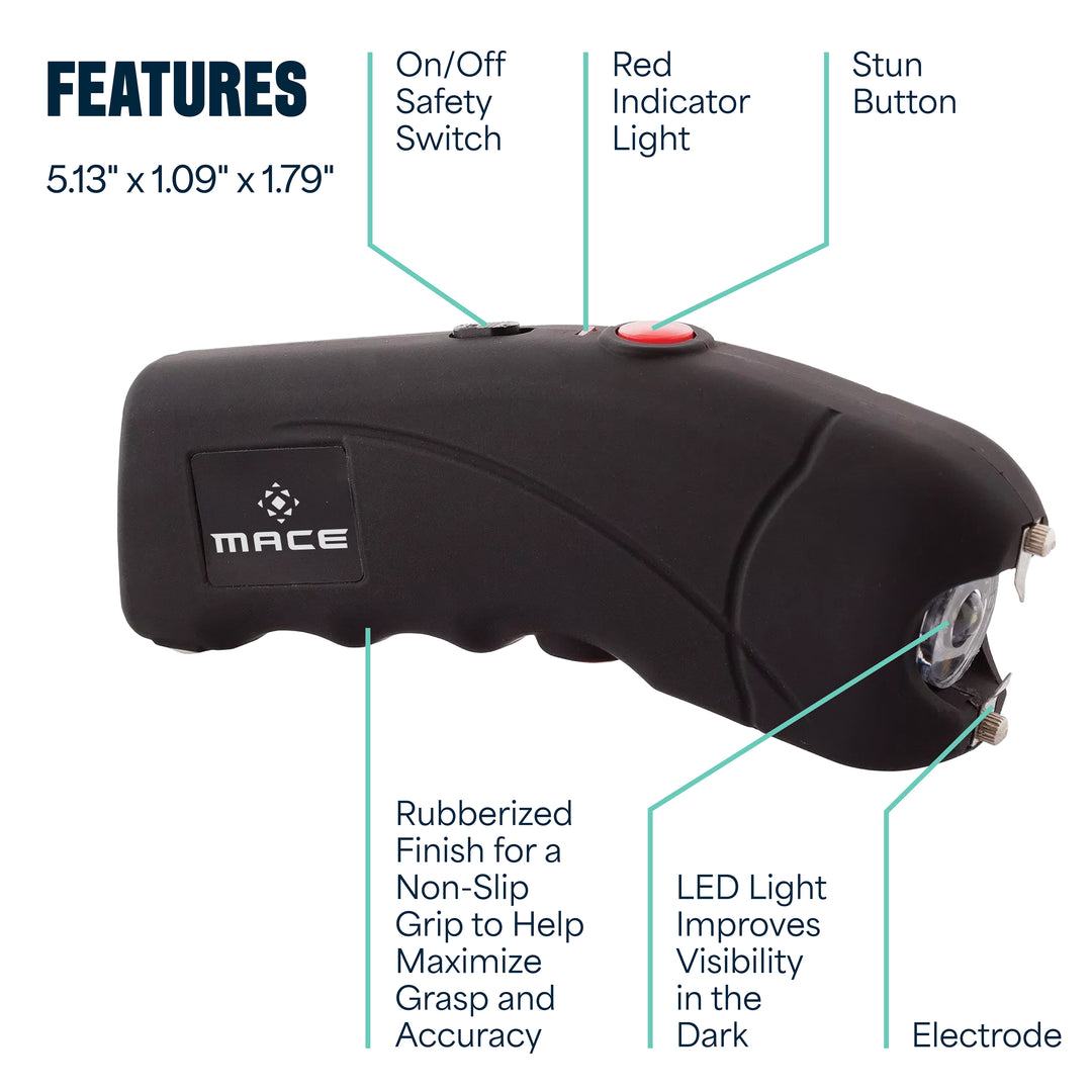 Mace Ergo Stun Gun & Compact Hard Case Pepper Spray - Black