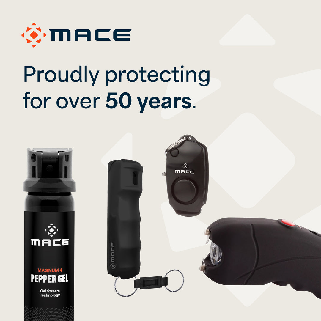 Mace Ergo Stun Gun, Alarm, & Compact Hard Case Pepper Spray - Black