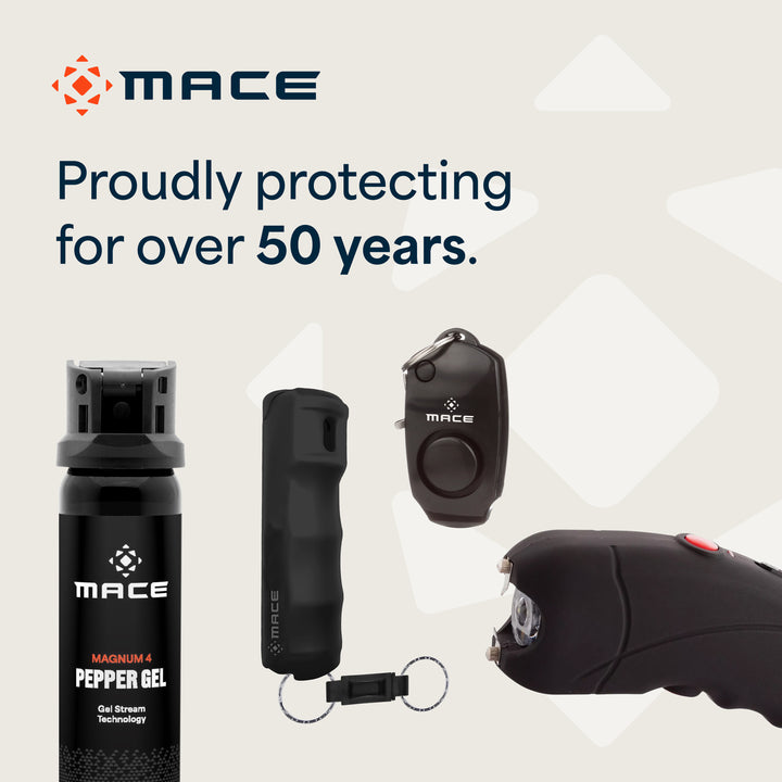 Mace Ergo Stun Gun, Alarm, & Compact Hard Case Pepper Spray - Black