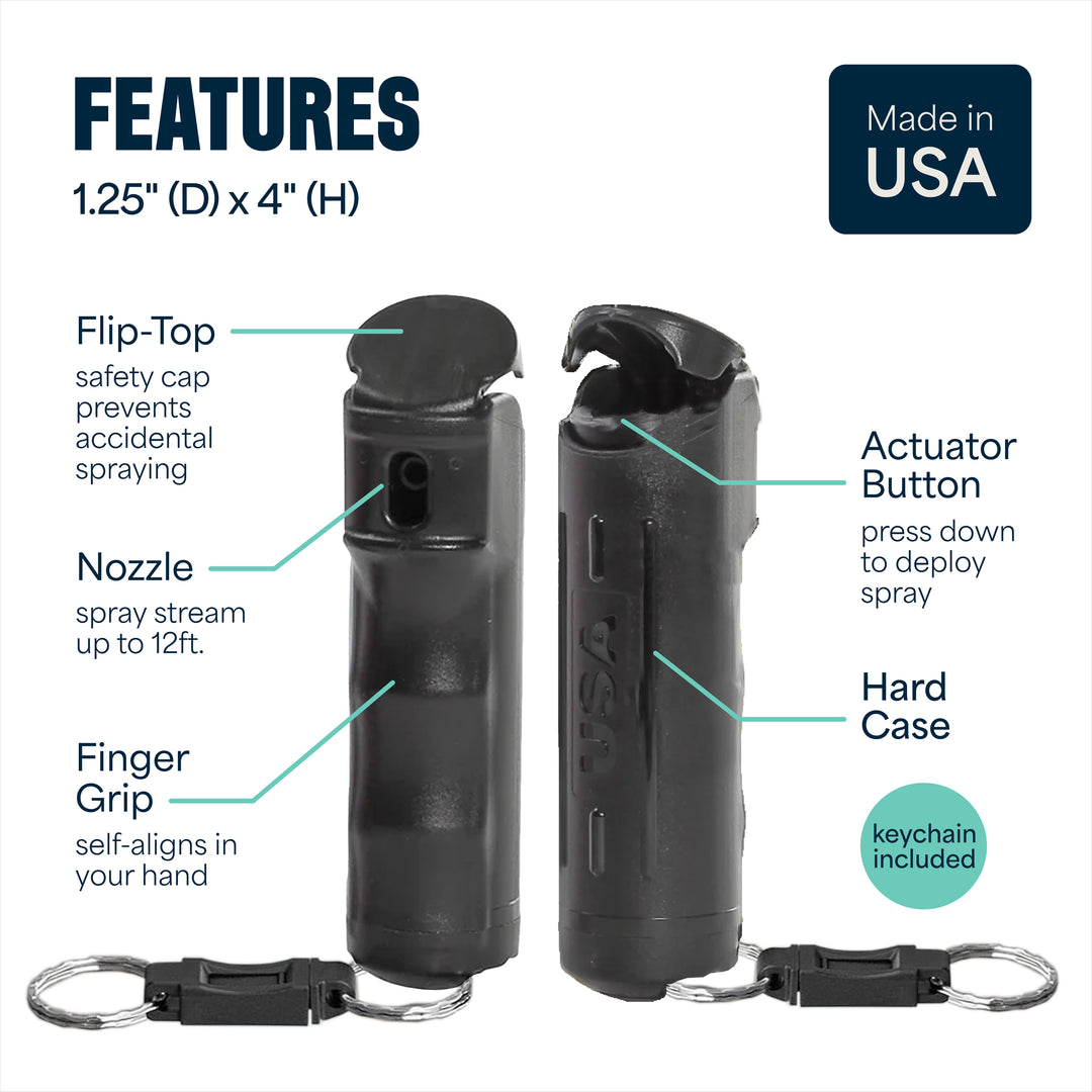 Quick Release Compact Hard Case Pepper Spray - Black