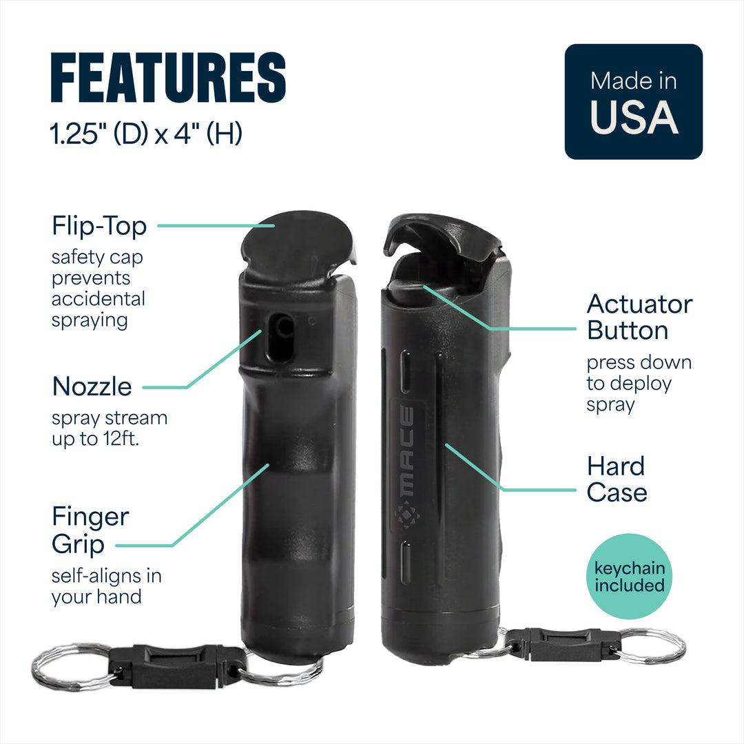 Quick Release Compact Hard Case Pepper Spray 2 Pack- Black & Pink