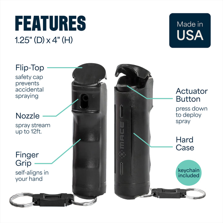 Quick Release Compact Hard Case Pepper Spray 2 Pack- Black & Pink