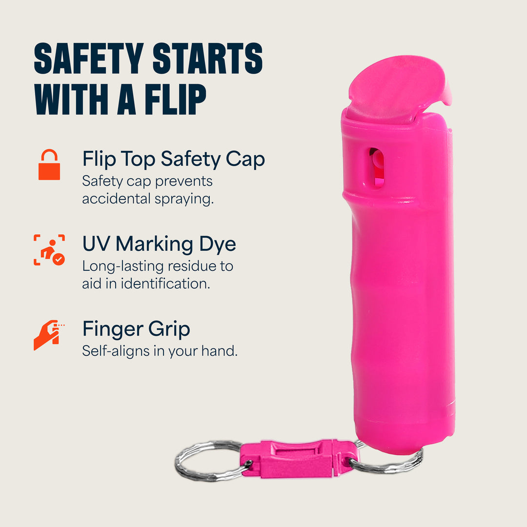 Mace Ergo Stun Gun, Alarm, & Compact Hard Case Pepper Spray - Pink