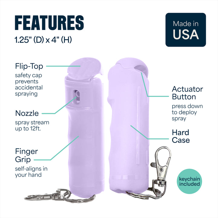 Hard Case Pepper Spray, Clip On (Lilac)
