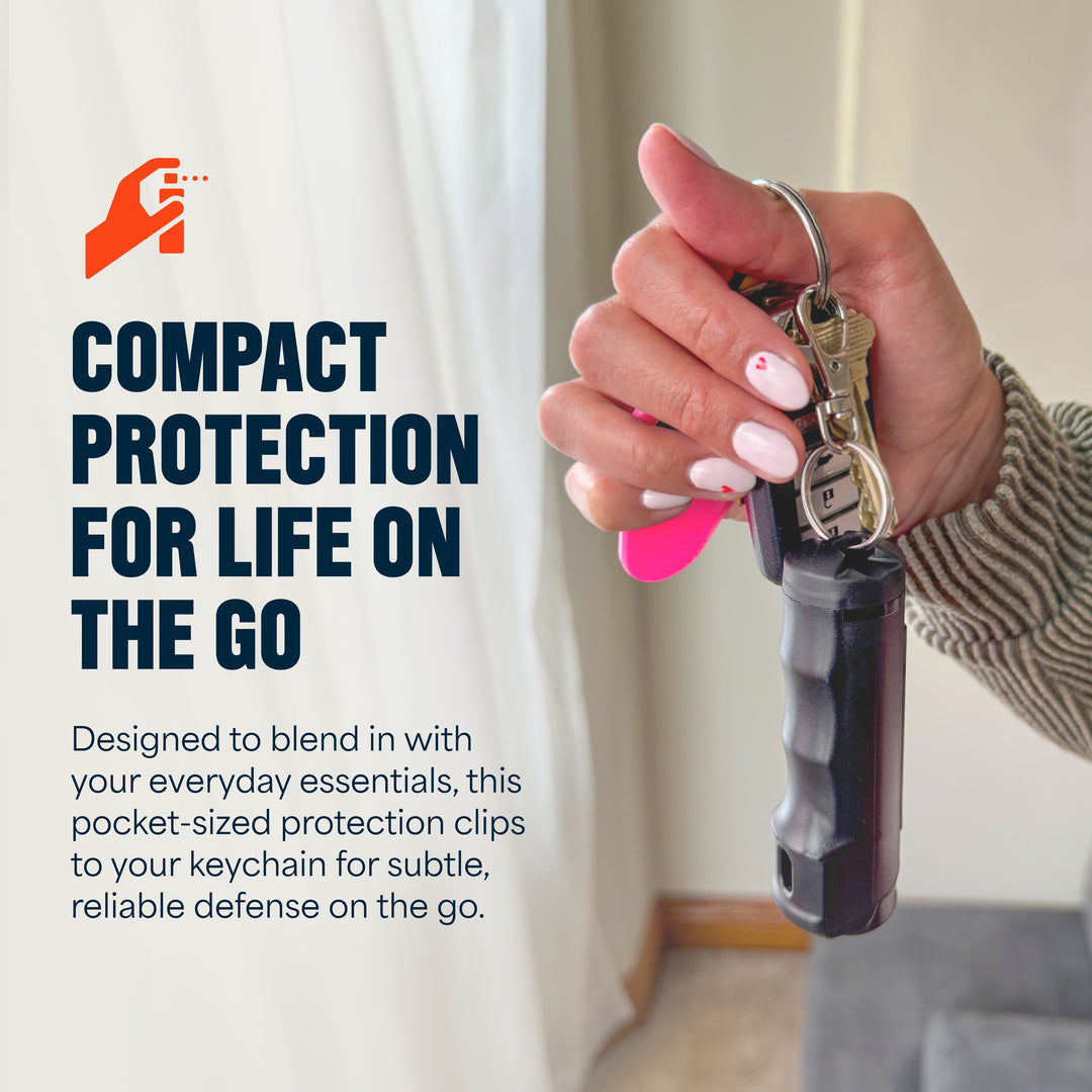 Hard Case Pepper Spray, Clip On (Black & Lilac)