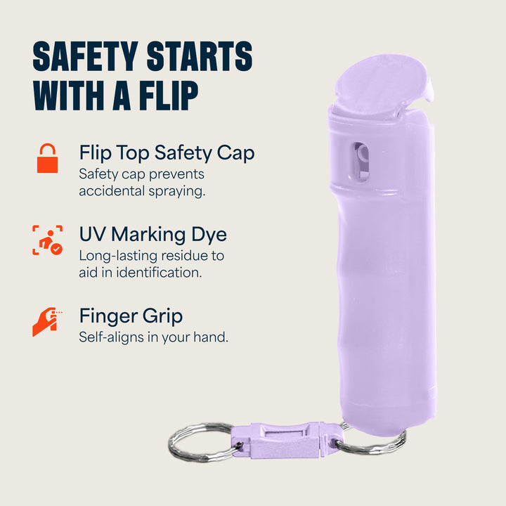 Quick Release Compact Hard Case Pepper Spray 3 Pack - Lilac