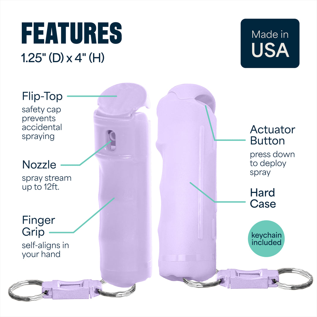Quick Release Compact Hard Case Pepper Spray 3 Pack - Lilac
