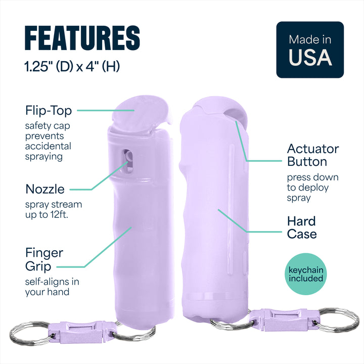 Quick Release Compact Hard Case Pepper Spray 3 Pack - Lilac