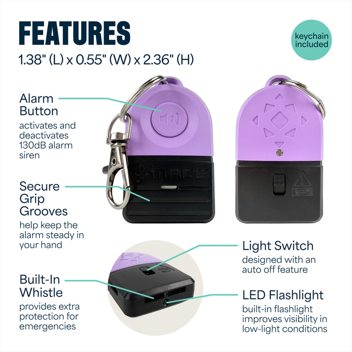 Mace Personal Safety Alarm 130db - Lilac