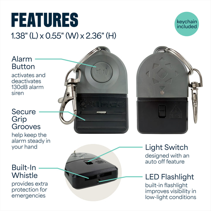 Mace Personal Safety Alarm 130db - Black