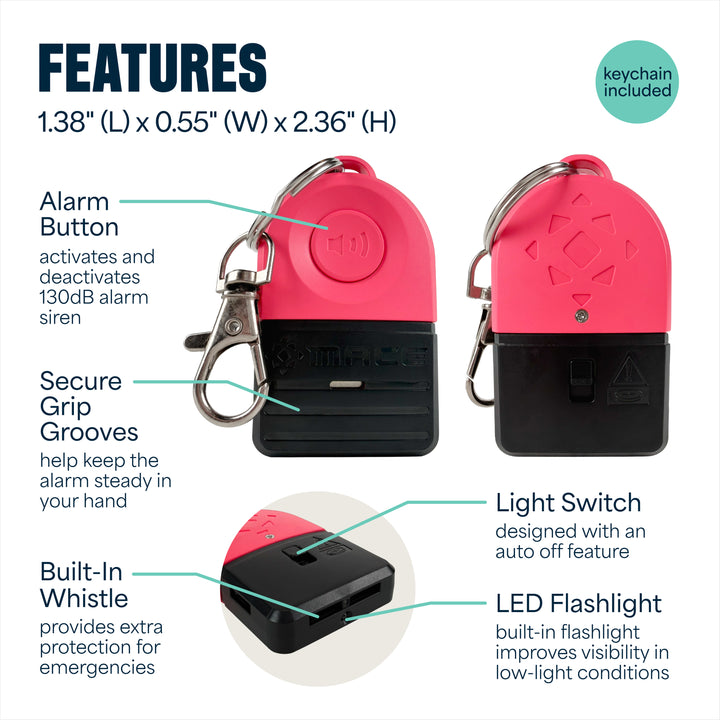 Mace Personal Safety Alarm 130db - Pink