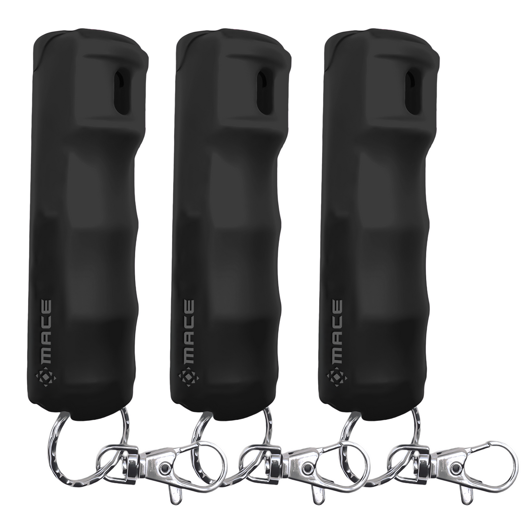 Mace Pepper Spray 3-Pack - Maximum Police Strength OC with UV Dye - Black