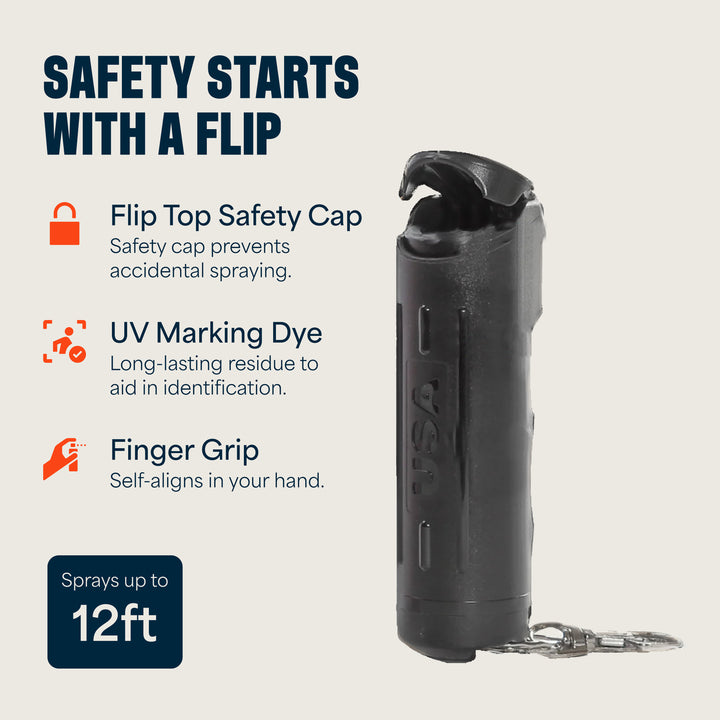 Mace Flip Top Compact Hard Case Pepper Spray - Black