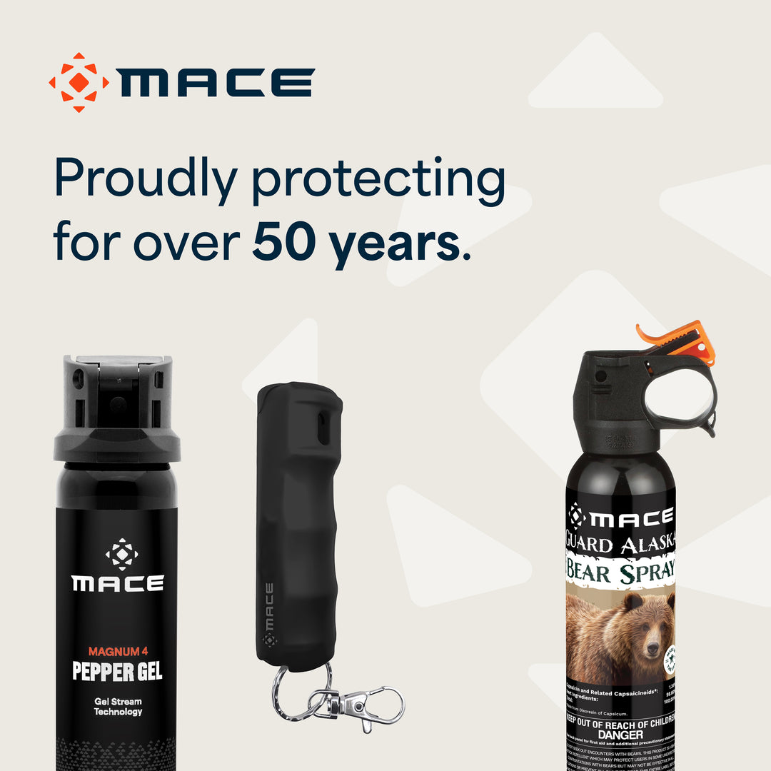 Mace Pepper Spray 3-Pack - Maximum Police Strength OC with UV Dye - Black